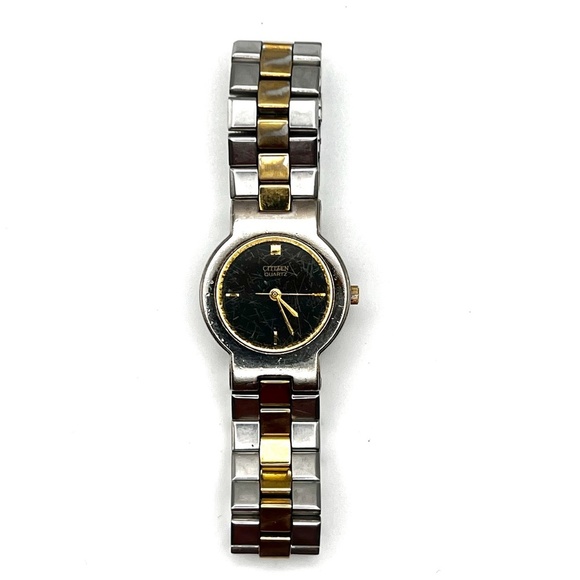 Citizen Vintage Petite Round Black Silver and Gold tones Ladies Watch Working - Picture 8 of 10